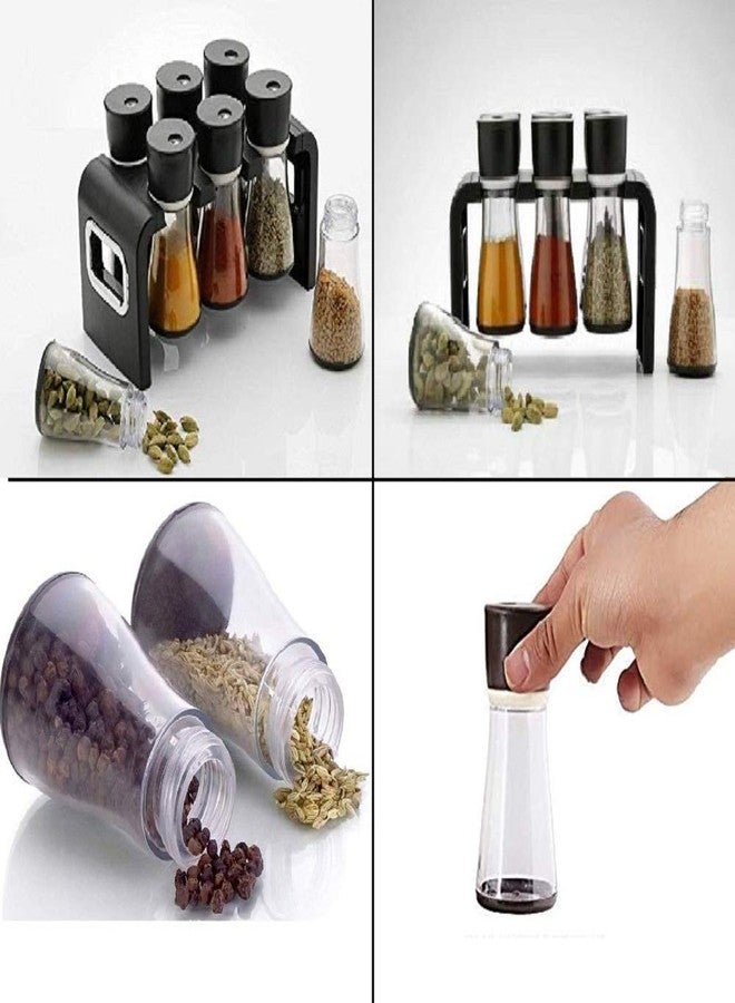 N M Z ABS Plastic Spice Rack 6pc With Stand Stackable and Stand Storage Spice Rack 11 x 10 x 21 Centimeters MultiColor - Image 2